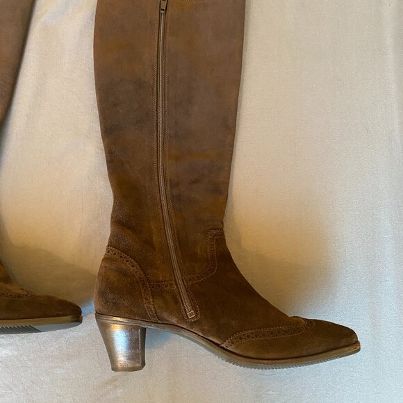 Vintage 90s Gravati Tall Boots Dark Brown Suede - Picture 4 of 7